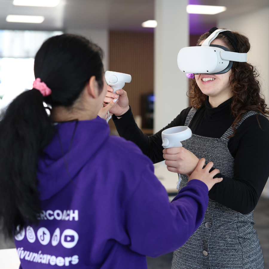 Student trying out VR