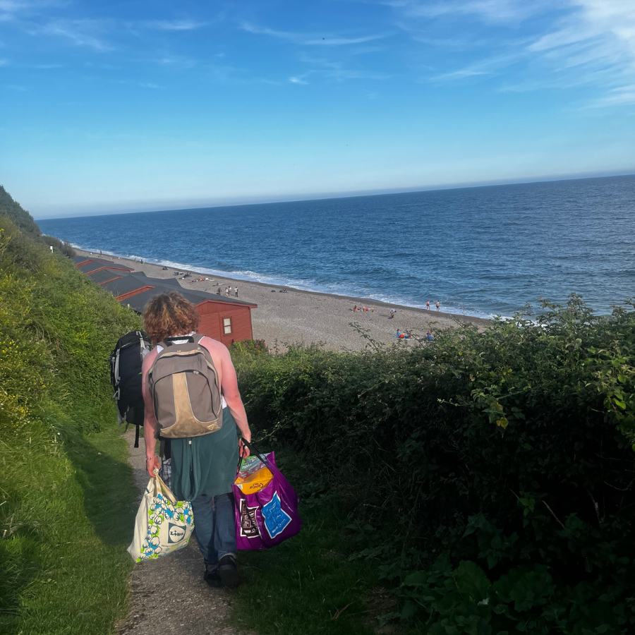 Students by the beach
