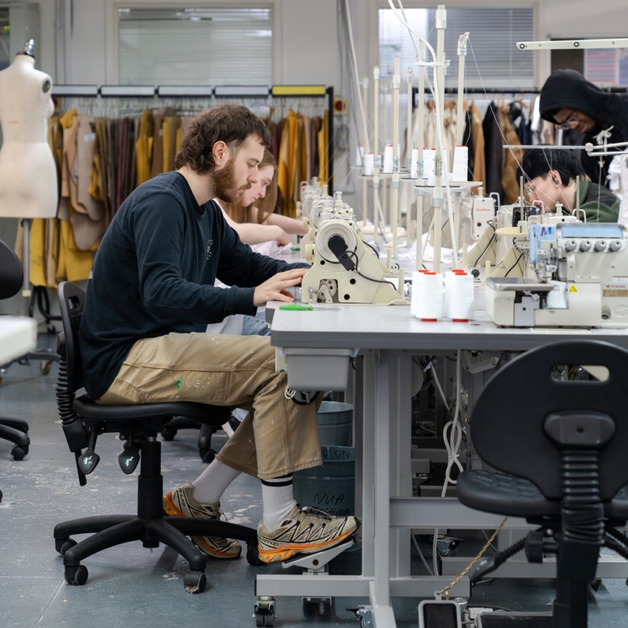 Students working at Norwich University of the Arts
